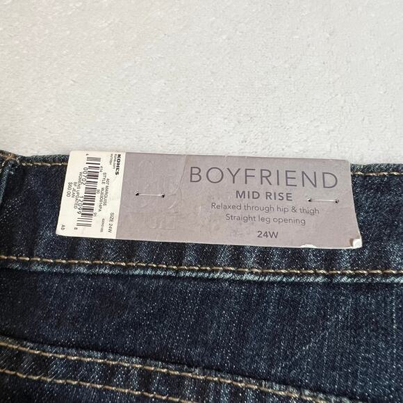 Jennifer Lopez Mid Rise Boyfriend Jeans Size 24W NEW Classic Casual Minimalist - Picture 5 of 12